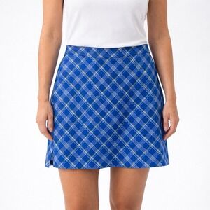 EP Pro Golf Skort Womens 10 Blue Plaid Athletic Tennis Skirt Pockets Activewear